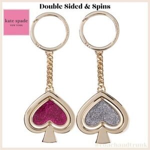 Kate Spade New York Gold Double Sided Sparkle Swivel Bag Charm NWT Christmas